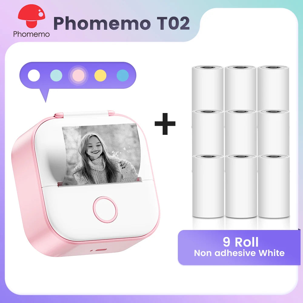 Phomemo T02 Pocket Printer Mini Portable Label Maker Self-adhesive Sticker mini impresora portatil impresora etiqueta adhesivas