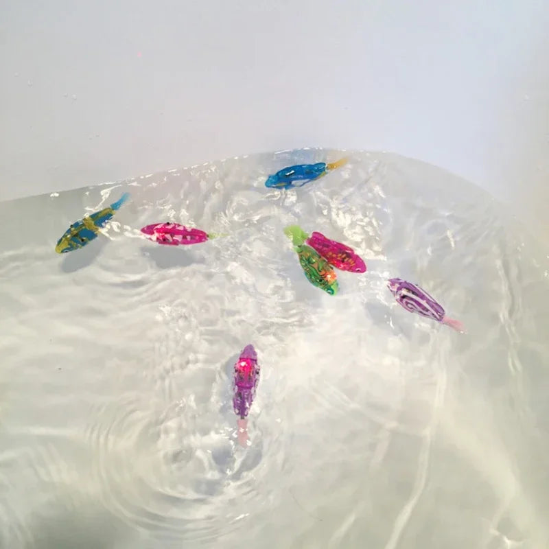 Electronic Fish Baby Summer Bath Toy Pet Cat Toys Swimming Robot Fish With LED Light Water Swim Pool Bathtub Toys Christmas Gift