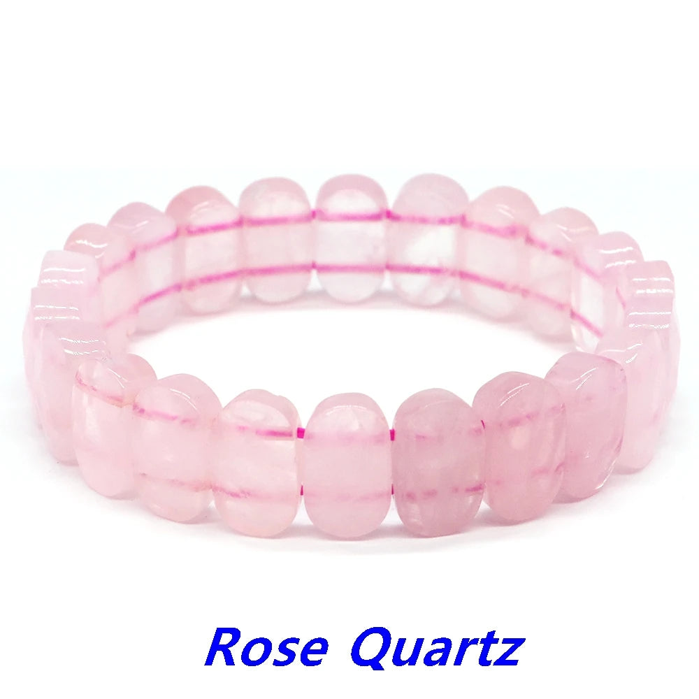 8x14mm New Natural Cut Square Beads Strand Elastic Bracelets Amethyst Healing Crystal Energy Rectangle Bangle Women Jewelry Gift