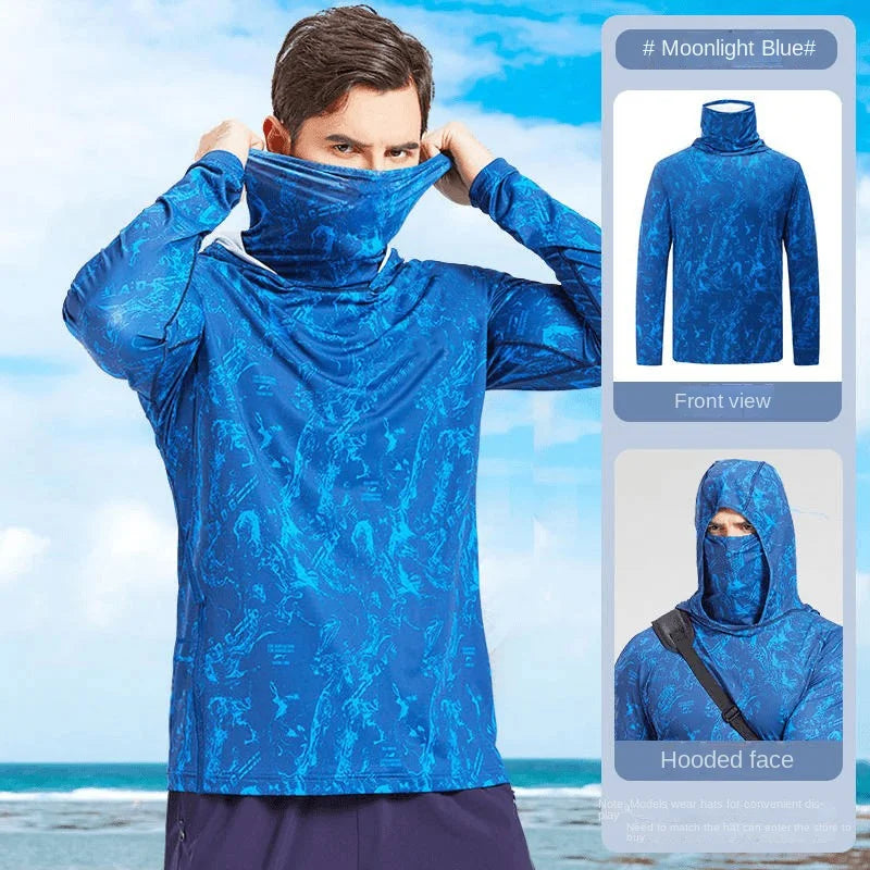 Camouflage Fishing Shirts Sun Protection Clothing Ultra-thin Ice Silk Summer Outdoor Lure UV Protection Breathable Men Shirt