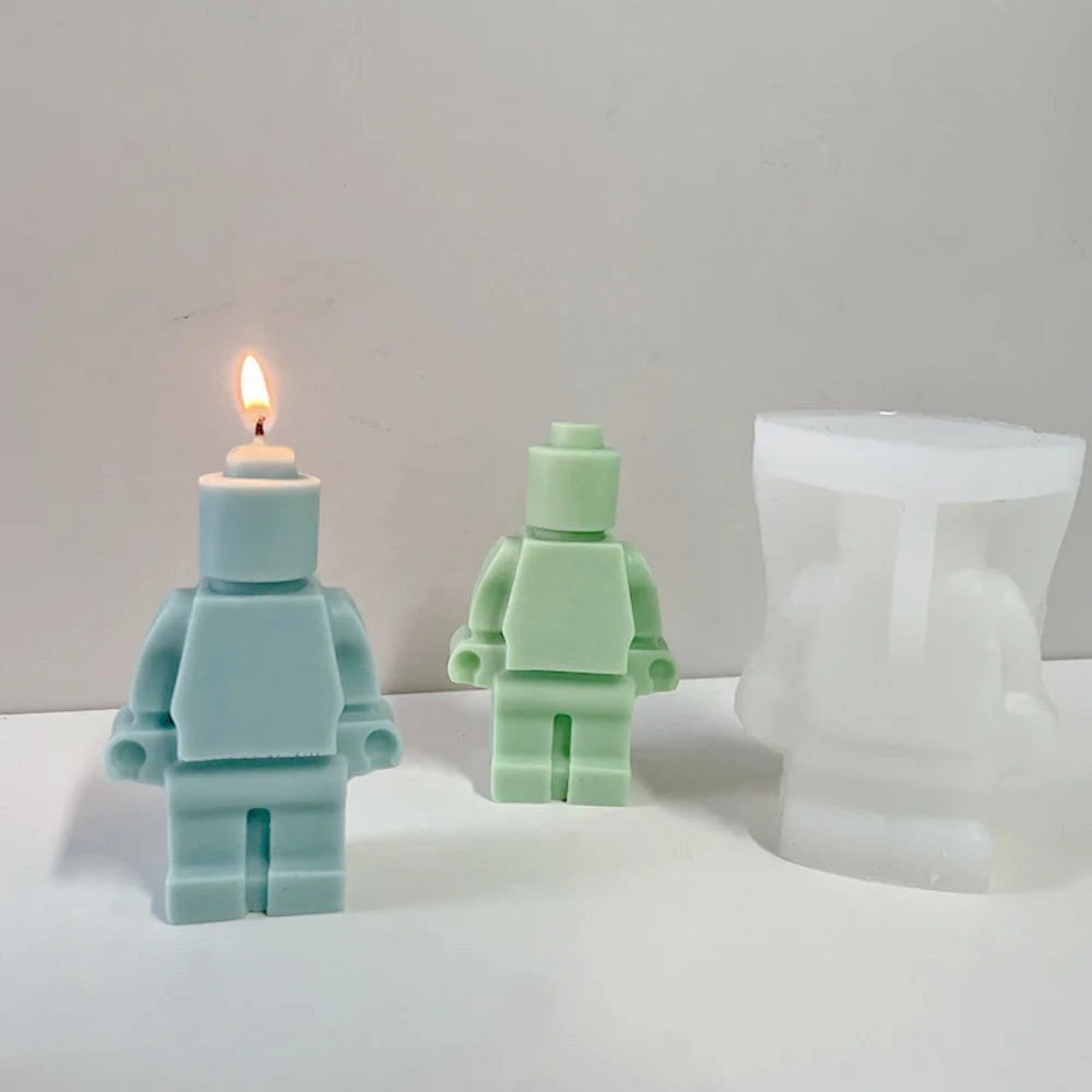 DIY Robot Silicone Candle Mold Creative Concrete Gypsum Chocolate Baking Mold Home Decoration Christmas Gift Craft Supplies