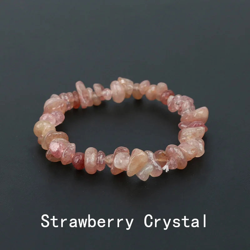 Natural Crystal Gemstone Irregular Energy Stone Bracelet Beads Chips Jewelry Amethys Aquamarine Rose Quartz Bracelets for Women
