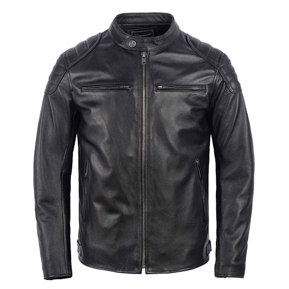 Vintage Red Brown Men Leather Jacket 100% Cowhide Jackets Slim Fit Soft Skin Coat Autumn Jaqueta Masculina De Couro