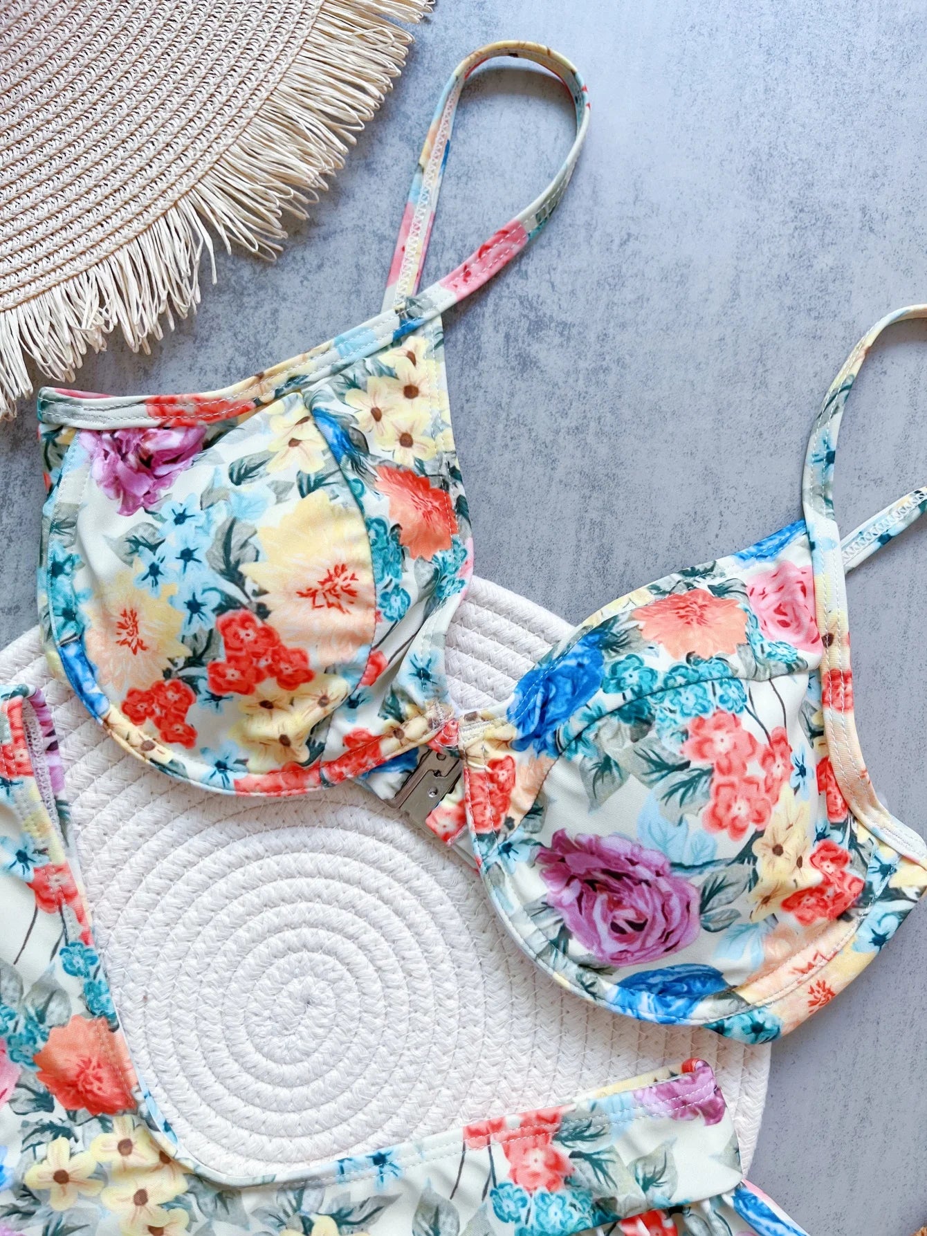 Flowers Printed Brazilian Underwired Bikini Female Swimsuit Women Swimwear Two-pieces Bikini set Bather Bathing Suit Swim