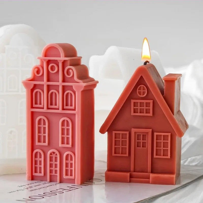 2025 Christmas House Silicone Candle Mold 3D Castle Villa Crafts Resin Gypsum Cement Mould Christmas Gift Festival Decoration