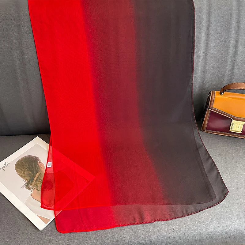 50*160CM Fashion Women Chiffon Gradient Scarf Shawl Luxury Elegant Lady Versatile Sun Protection Decorate Scarves Headscarf