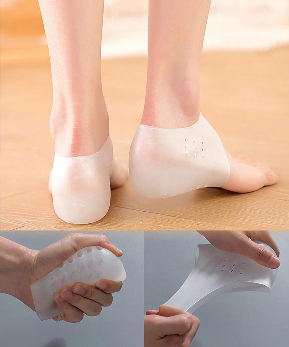 Unisex Invisible Height Increase 5CM Silicone Socks Gel Heel Pads Orthopedic Arch Support Heel Cushion Insoles Foot Massage Pad