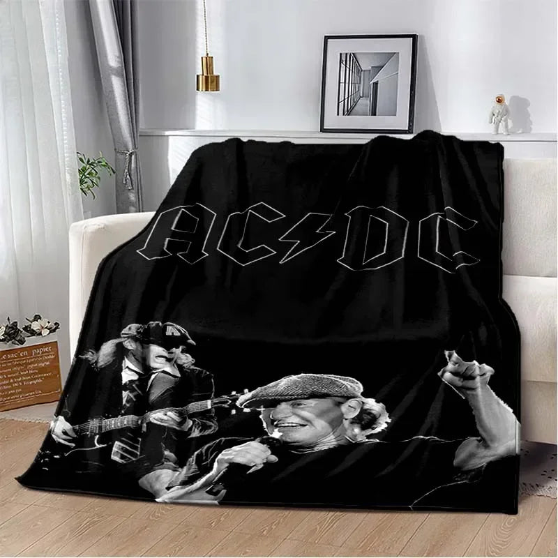 ACDC Pattern Throw Blanket Light Weight Blanket for Living Room Bedroom Kidsroom Warm Blanket Christmas Gift