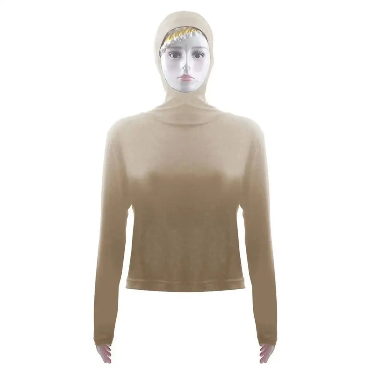 Summer Women Long Sleeve Hooded Top Shirt Sun Protection Tops Tee Stretch Swim Plain Hooded Pullover Tops Sunscreen Swim Wear