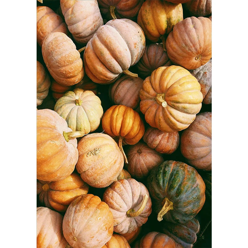 Autumn Yellow Leaves Fall View Landscape Wall Art Print Canvas Painting Pumpkin Halloween Poster Picture Living Room Home Decor