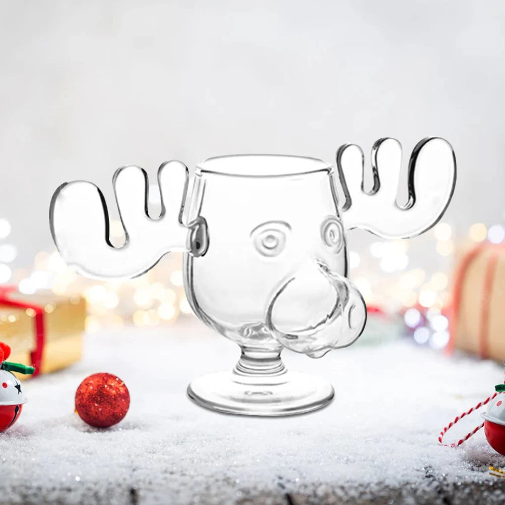 240ml 8oz Elk Wine Glass Cocktail Juice Cup Reindeer Mug Wine Beer Water Milk Whiskey Glasses Drinkware Shot Cups Christmas Gift