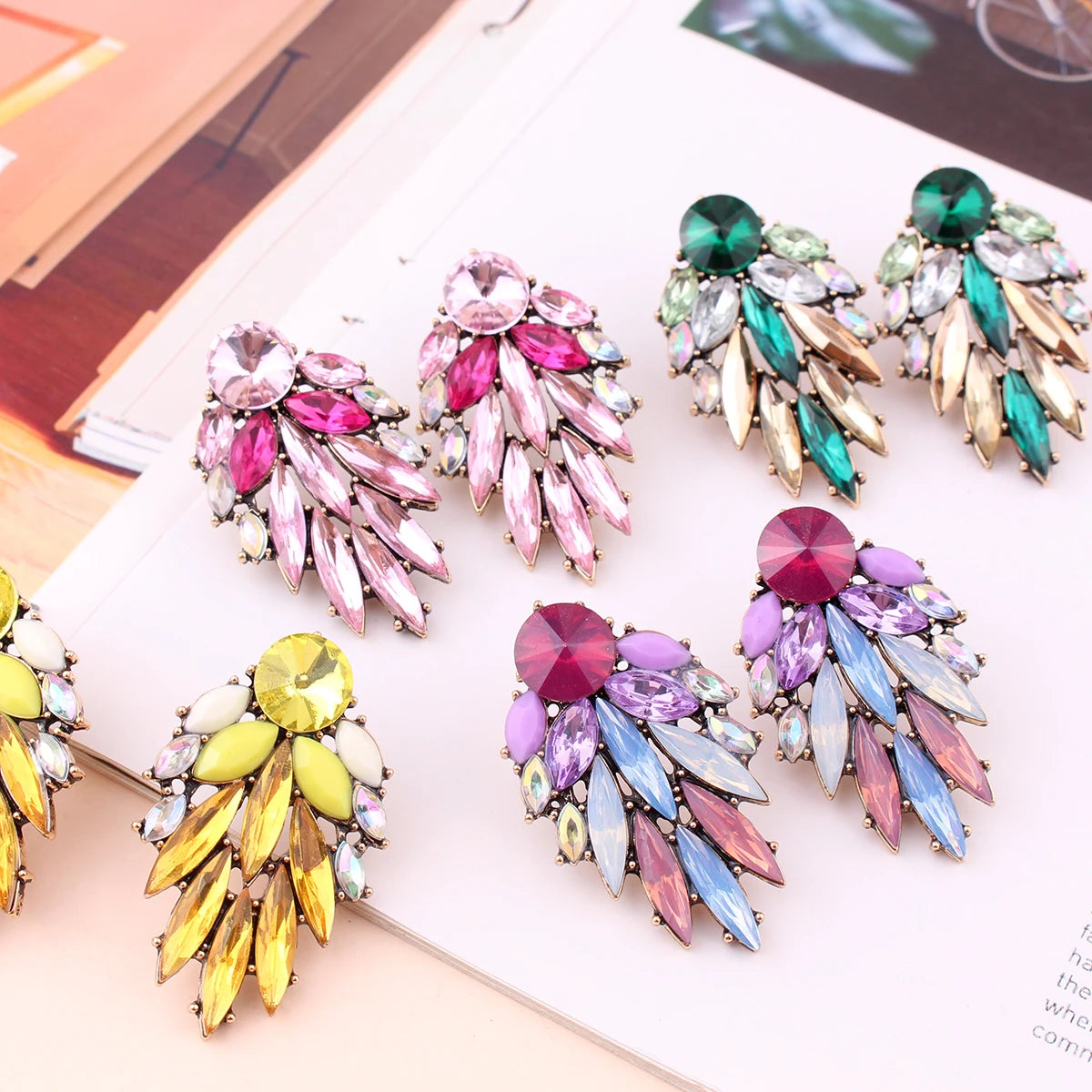 Elegant Tree Shape Acrylic Opal Stone Stud Earrings Statement Women Piercing Earrings 2019 New Trendy Jewelry Gift