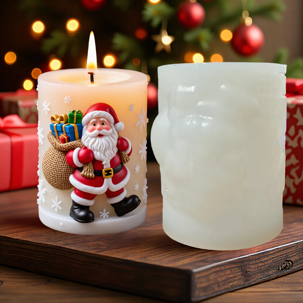 Santa Spherical Scented Candle Silicone Mold Wear Hat Santa Spherical Resin Mould Santa Relief Plaster Molds Christmas Gift