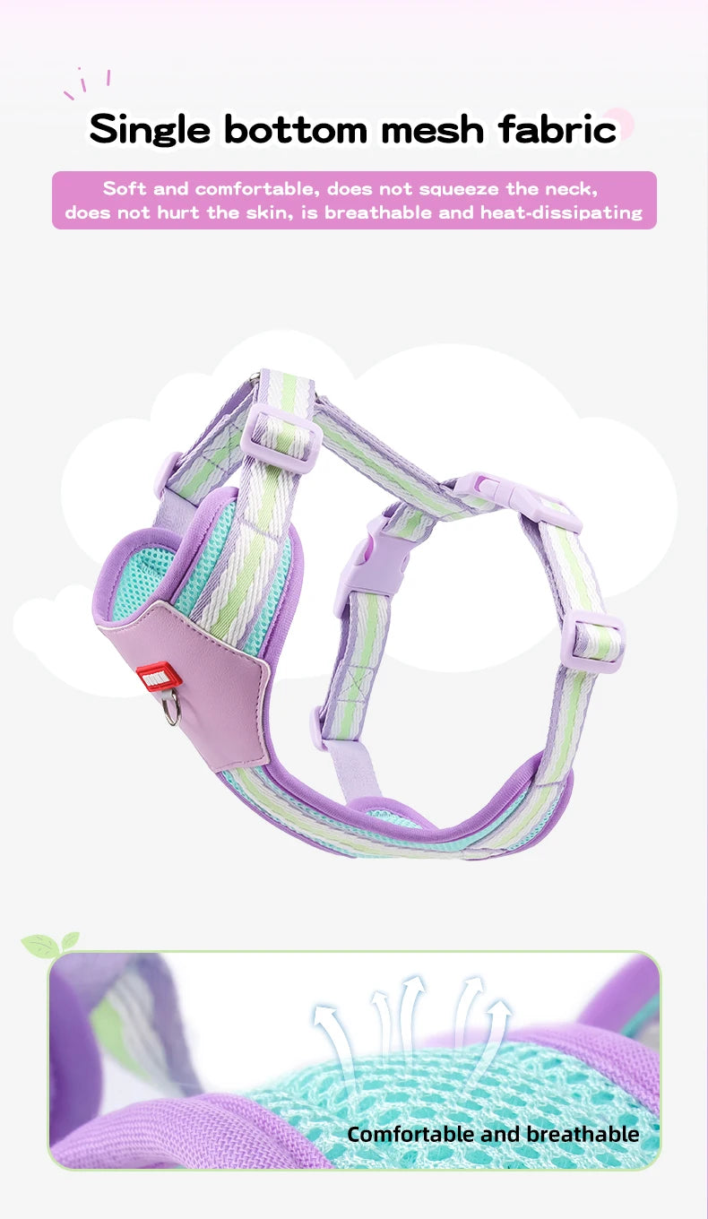 Dopamine Dog Harness and Leash Set Lightweight Breathable Color Block Pet Vest for Small Medium Dogs Outdoor Walking