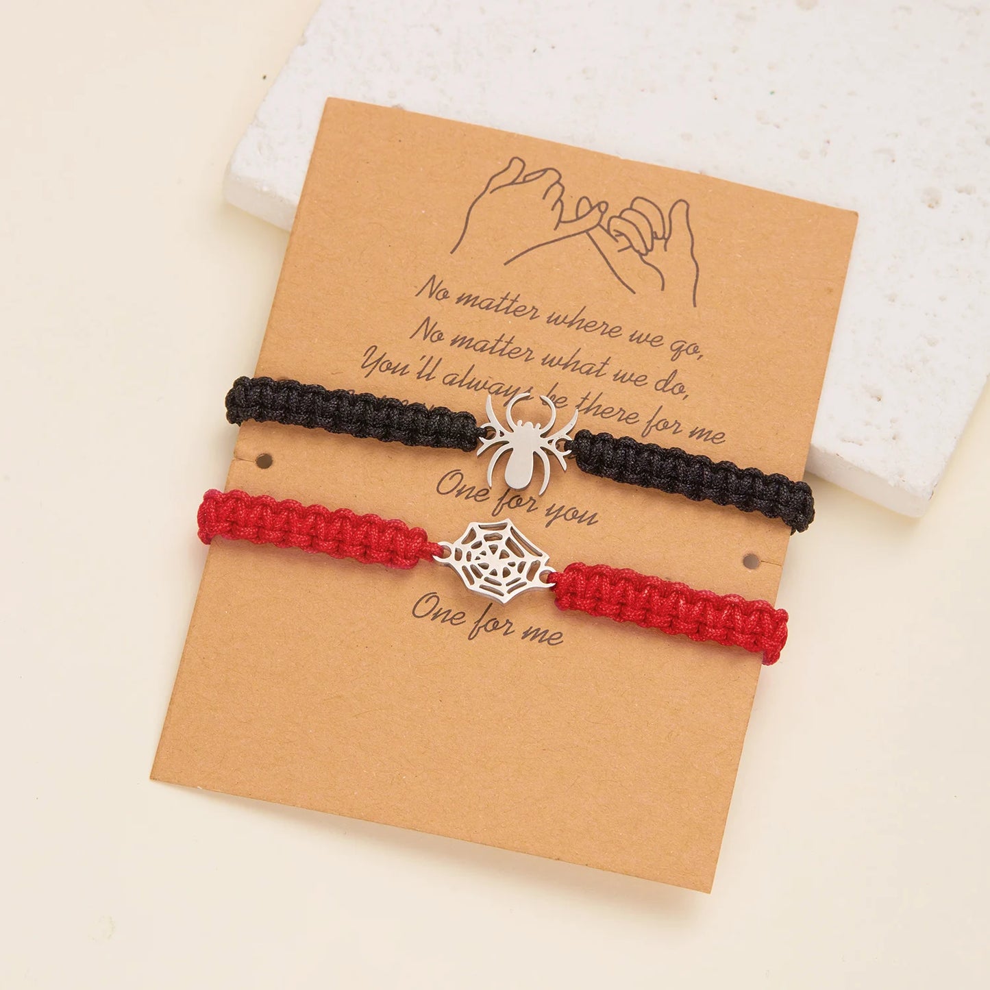 Fashion Halloween Couple Bracelets Classic Spider Spider Web Pendant Black Red Braid Rope Matching Bracelets Friendship Jewelry