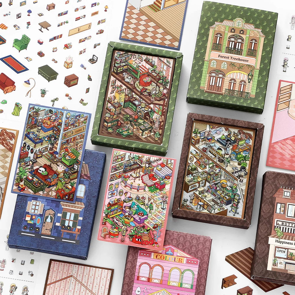 Forest treehouse 3D photo frame Landscape Sticker  DIY  Pocket Cabin  Scene   Halloween Children's Toys gifts ﻿ ﻿