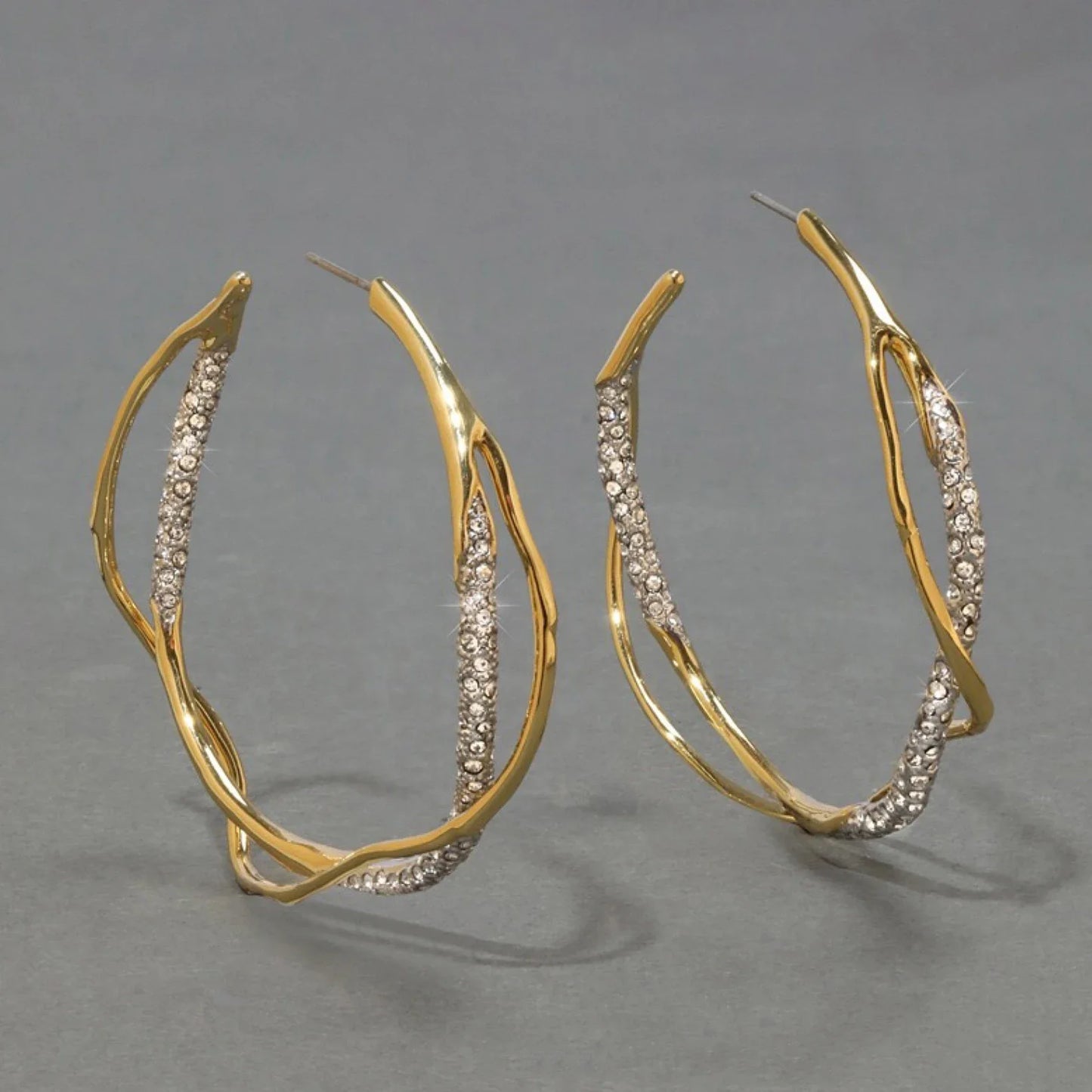 Europe Designer Crystal Zircon Gold Silver Round Big Earrings Women Luxury Sparkling Jewelry Trend