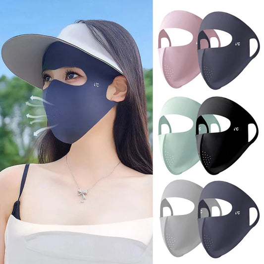 1/2Pcs Summer Full Face Mask Sun Protection Men Women Face Mask for Outdoor Travel Ice Sense Breathable Elastic Facekini