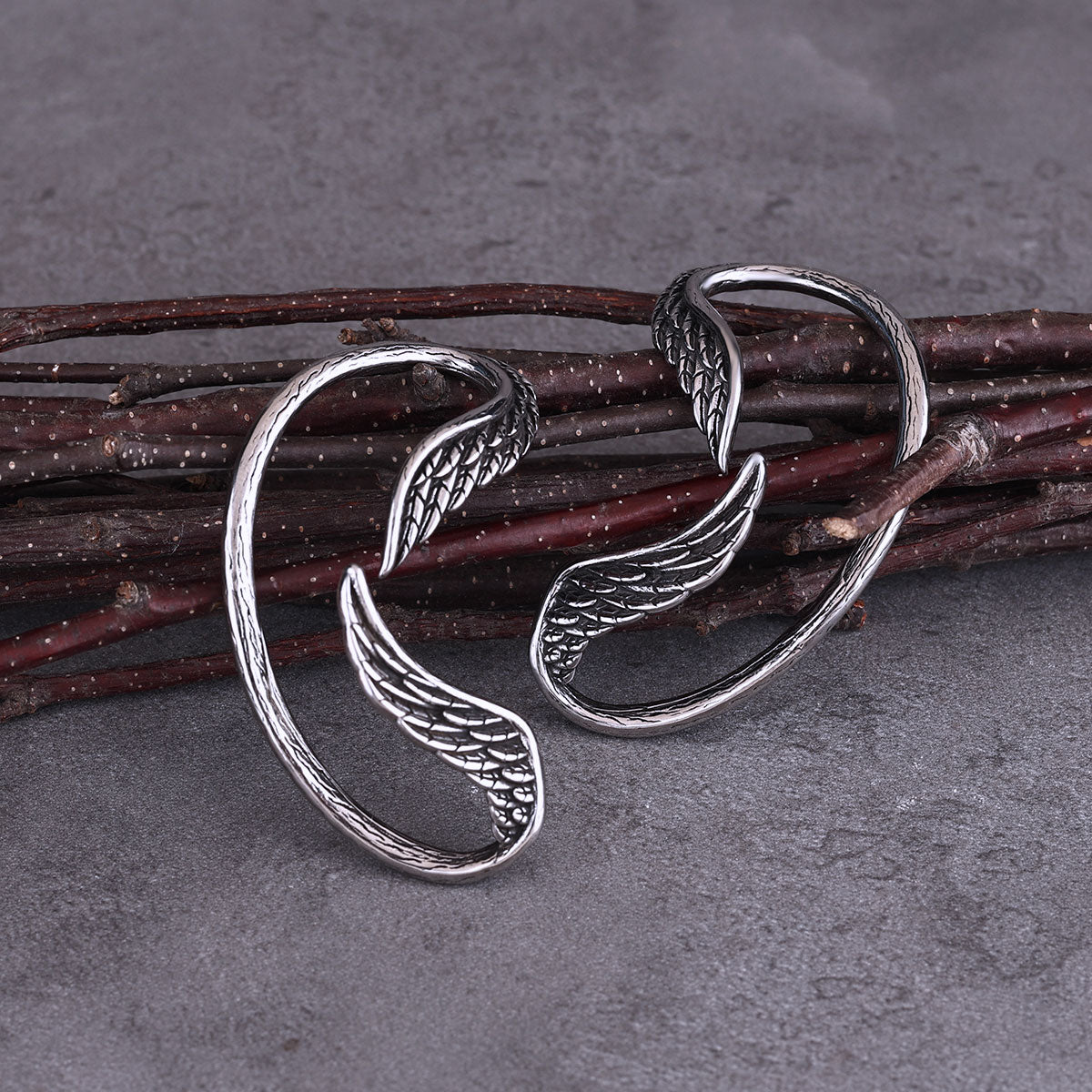 Viking Angel Wings Men's and Women's Fashion Earrings Stainless Steel Hanging Earrings Wrap Around Earrings Personalized Jewelry