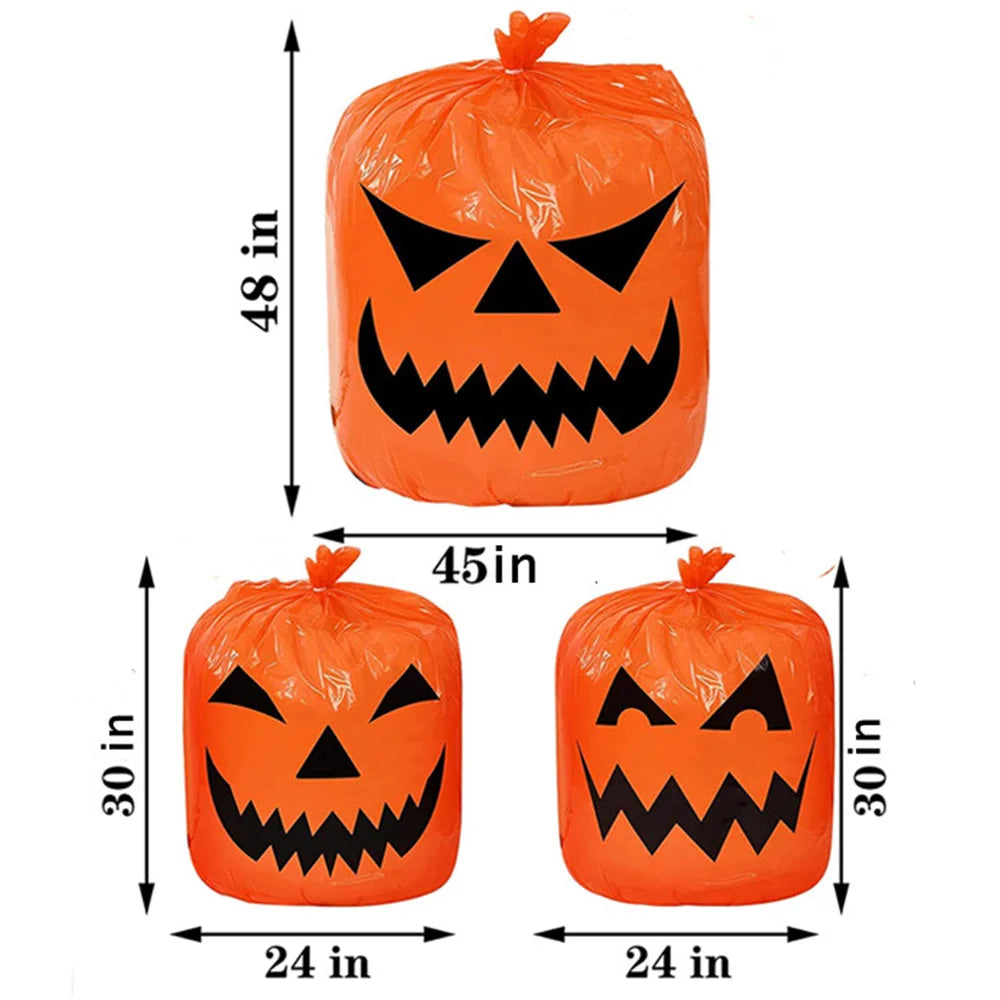 Large Halloween Pumpkin Plastic Garbage Leaf Bags For Home Outdoor Garden Yard Decoration Lawn Bag Happy Halloween Party Props