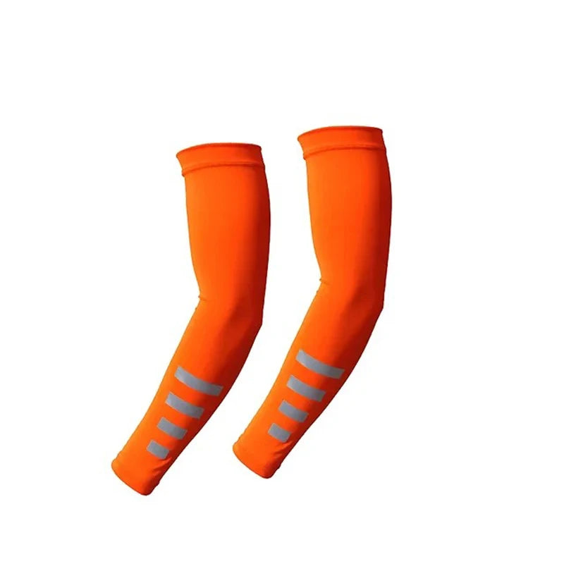 2Pcs Summer Outdoor Sun Protection Arm Sleeves Quick-drying Breathable Night Running Cycling Reflective Ice Silk Sleeves