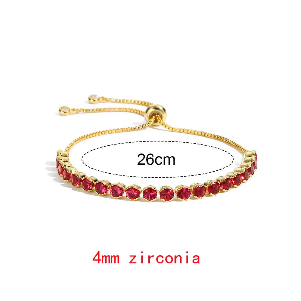 Luxury Rainbow Adjustable Multicolor Tennis Bracelets For Women Ladies Wedding Colorful Zircon Charm Bracelet Hand Chain Jewelry