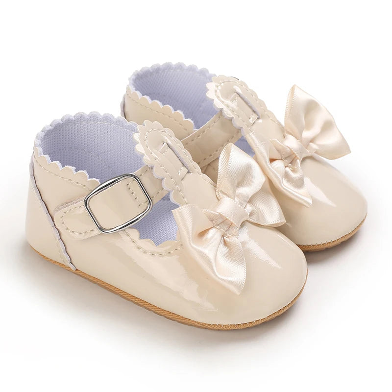 Cute Lace Baby Princess Shoes for Spring And Autumn 0-18M Infant Girls Anti-Slip Rubber Sole Bow Detail Anti-Slip Footwear