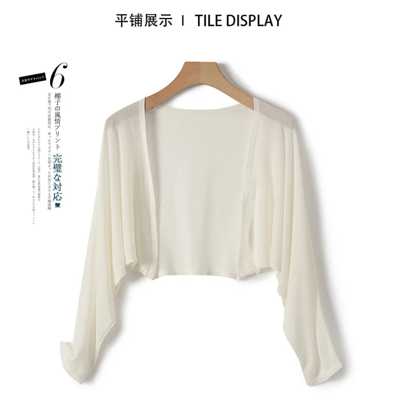 Ice Silk Sun Protection Cover Ups Women Long Sleeve Knitted Shawl Thin Summer Relax Cardigan Cape Outerwear Shirt Loose Freesize