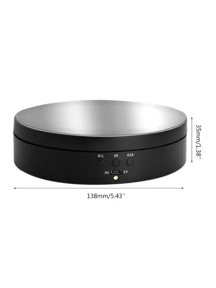 Electric 360 Degree Rotating Display Stand 3Speed Mirror Turntable Jewelry Stand Battery/USB Power Supply,Photography Shooting
