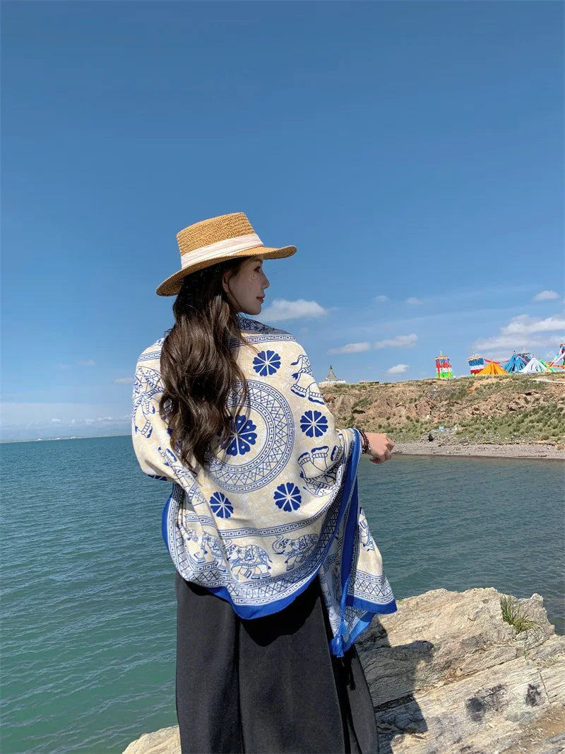 Travel Beach Sunscreen Scarves for Women Bikini Large Sarong Wrap Scarf Brazilian Swimsuit Bathing Cover-ups 17 Styles 90x180cm