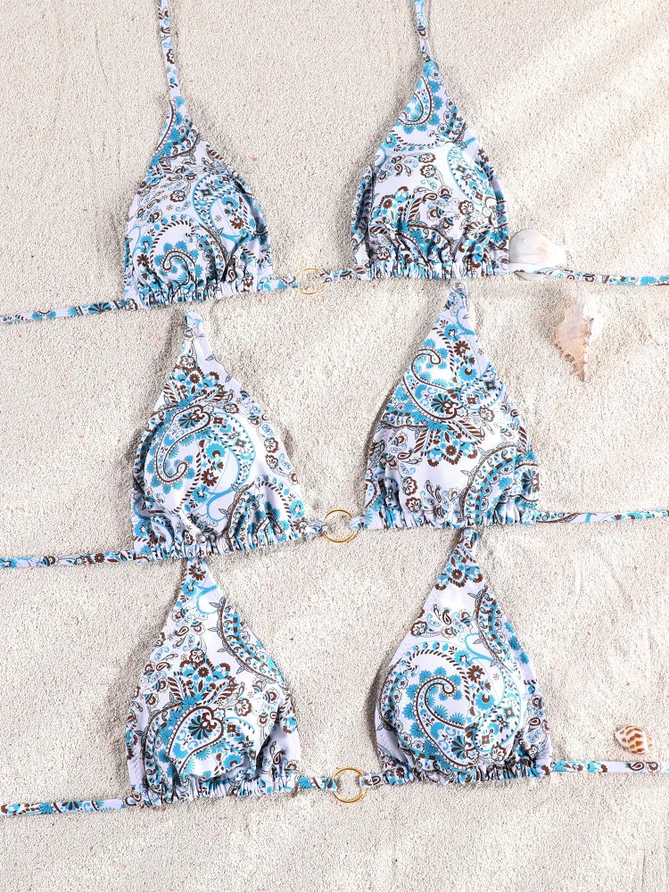 Miyouj Push Up Bikinis Print Swimwear Women Sexy Swimsuit Bandage Bikini Set 2024 Beachwear String Bathing Suits Micro Biquini