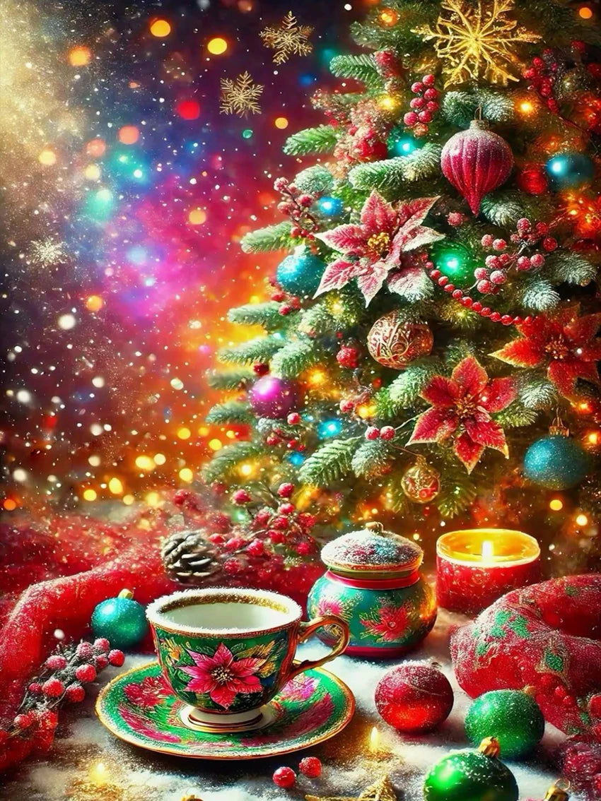 WYZDP 100% Fairy Dust Diamond Painting Christmas tree Diamond embroidery Christmas gift Stitch Diamond Art Full Crystal Decor