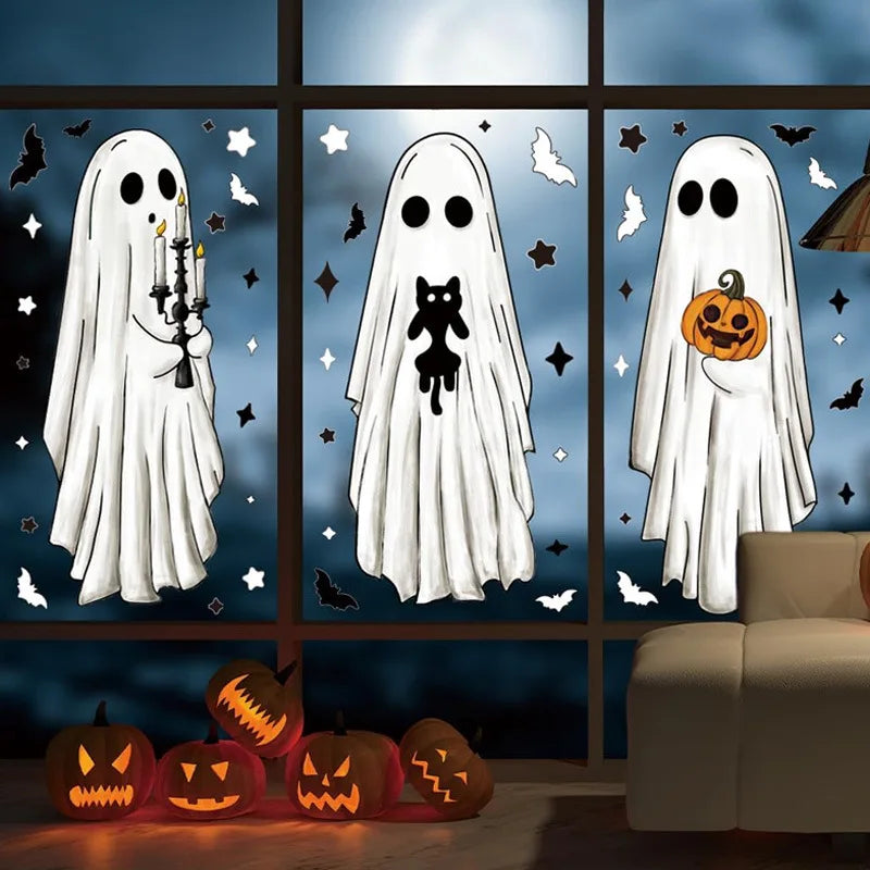 Halloween Window Decoration Stickers Ghost Scene PVC Self-Adhesive Glass Clings Holiday Atmosphere Decor Clearance Sale Set