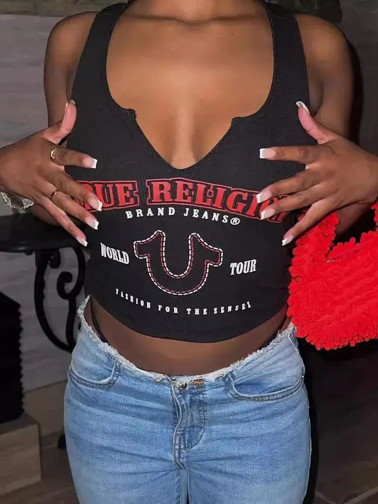 Sexy Graphic T Shirts Fashion Top Printed Sweatshirts Streetswear 2024 Summer Clothes Women Y2K Cropped Tank Tops Tees