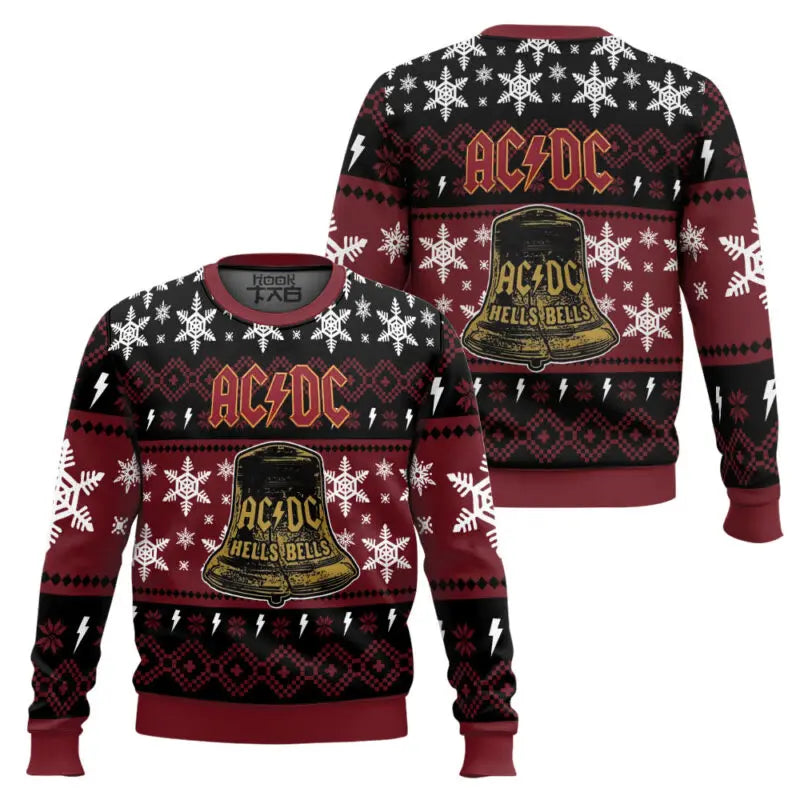 ACDC Ugly Christmas Sweaters Funny Holiday Party Pullover Angus Young Band Plus Size Xmas Sweaters for Men Christmas Gift 2026