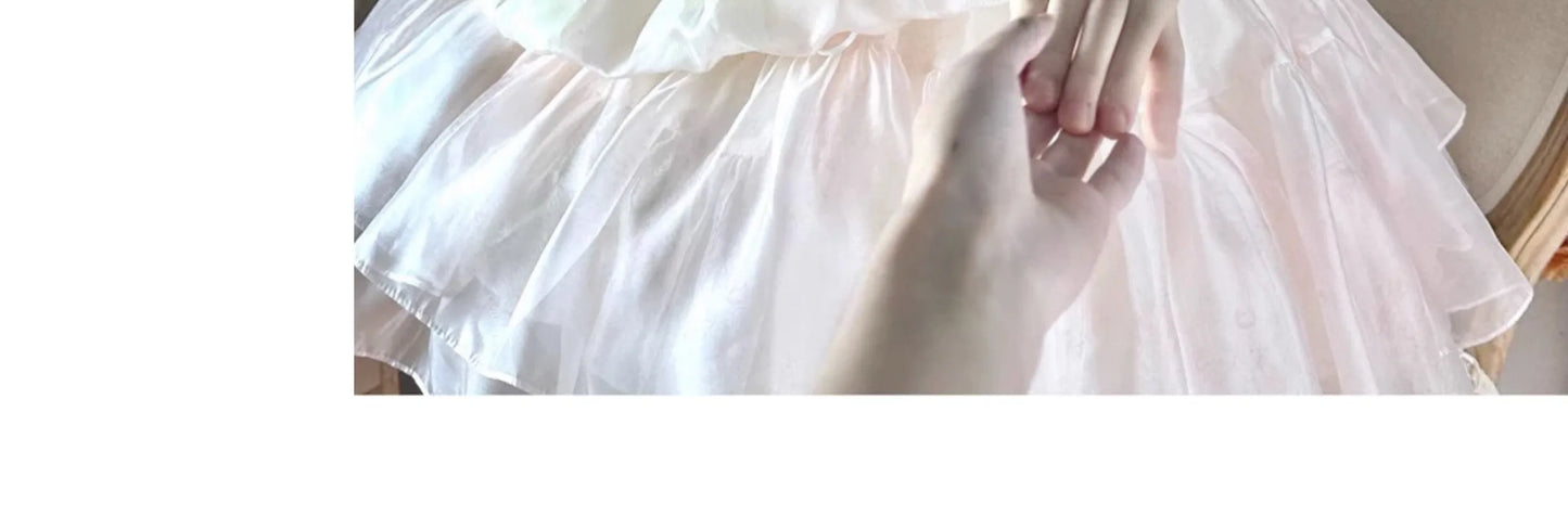 Princess Ball Gown Dress Women's Lolita Pink Suspender Dress Big Bow High Waist Slim Fit Elegant Sleeveless Strapless Dresses