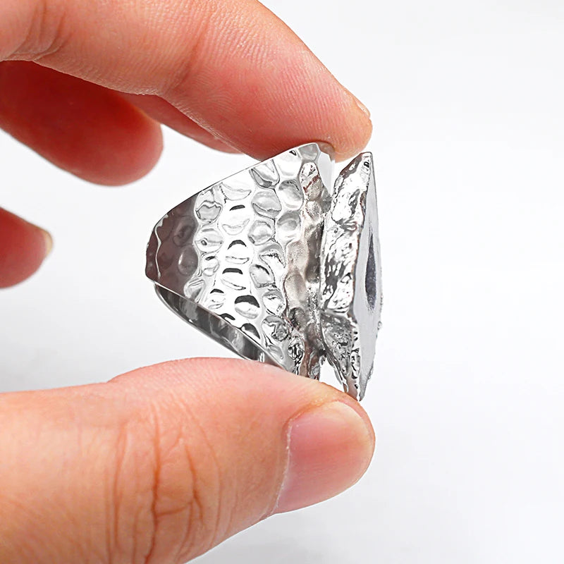 Irregular Geode Stone Agate Slices Open Ring for Women Girls  Silver Color Boho Resizable Finger Jewelry