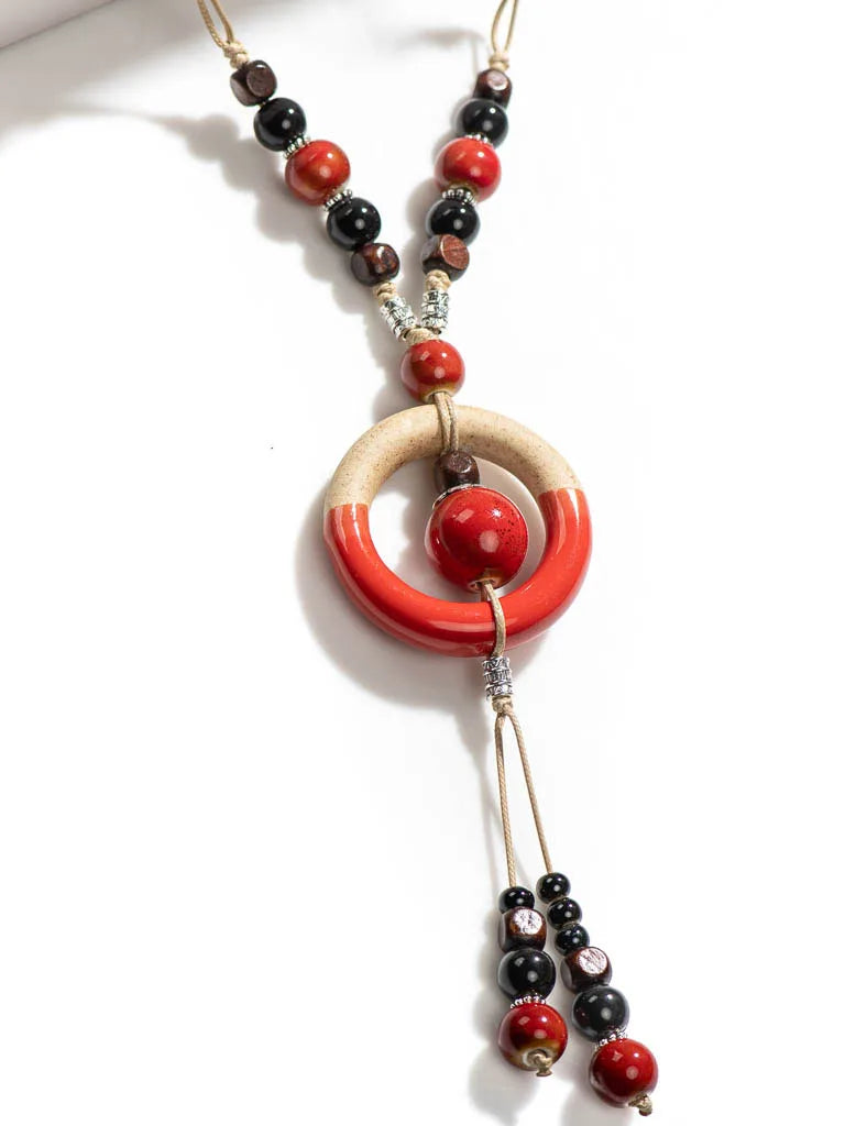 Bohemian Vintage Handmade Rang Necklace Ceramic Beads Pendant Bulk Goods Wholesale  colgantes  pingentes 2X392