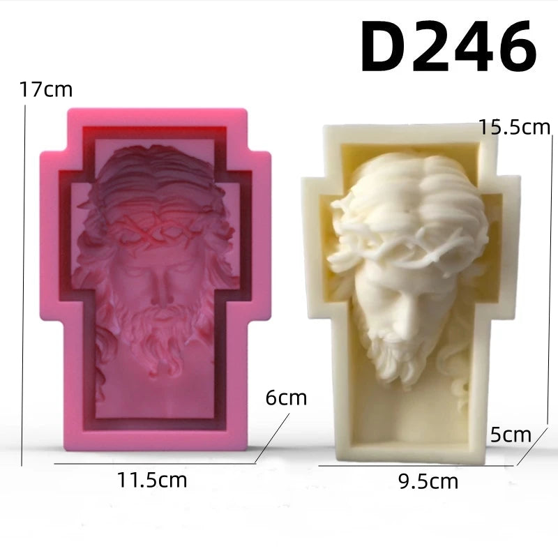 2D/3D Jesus Cross Statue Silicone Mold Jesus Kobe Candle Silicone Mold Candle Mould Greek Mythology resin mold  gypsum mould
