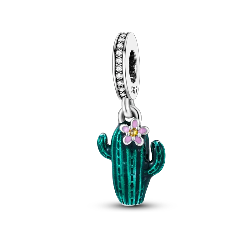 925 Sterling Silver Green Series Flower Tree Apple Pendant DIY Fine Beads Fit 4MM hole diamete Charms Bracelet Women Jewelry Diy