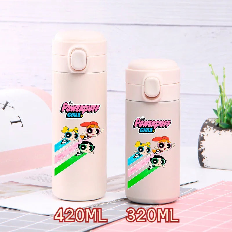 320ml/420ml The Powerpuff Girls Portable Large Capacity Sport Water Bottle Children Drinking Cup Thermal Stainless Steel