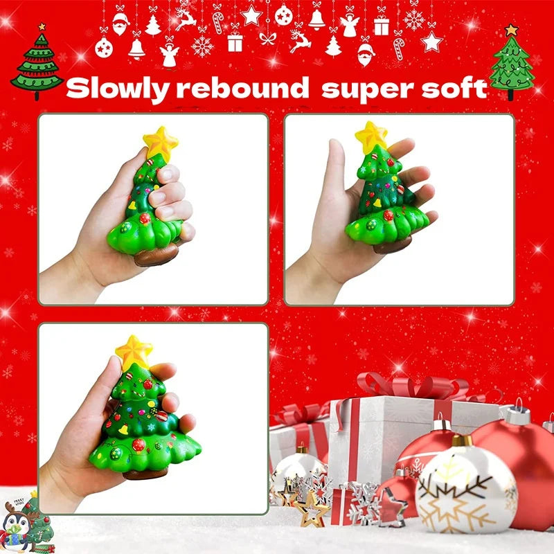 4Pcs PU Squishy Anti Stress Reliever Toy Doll Santa Claus Reindeer Christmas Gift Slow Rebound Antistress Squeeze Toy