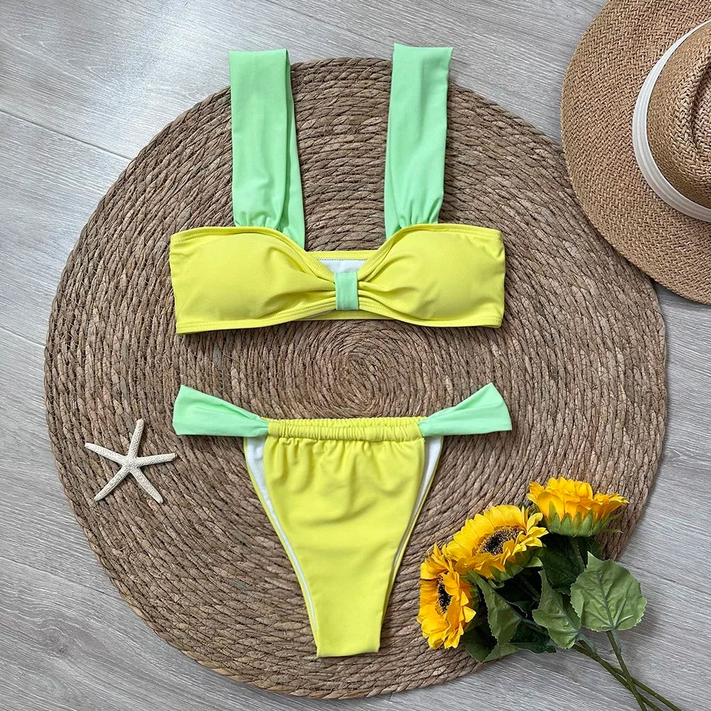 3 Pieces Bikini Set Wiht Mini Skirt Women Swimwear 2024 Sexy Bikinis Push Up Beachwear Solid Bodysuit Micro Thong Biquini Female