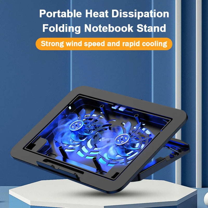 7 Height Adjustable Air-cooled Cool Wind Gaming Laptop Cooler Large Size for 12-17'' Tablet Notebook Cooling Pad 1200 RPM 2 Fans