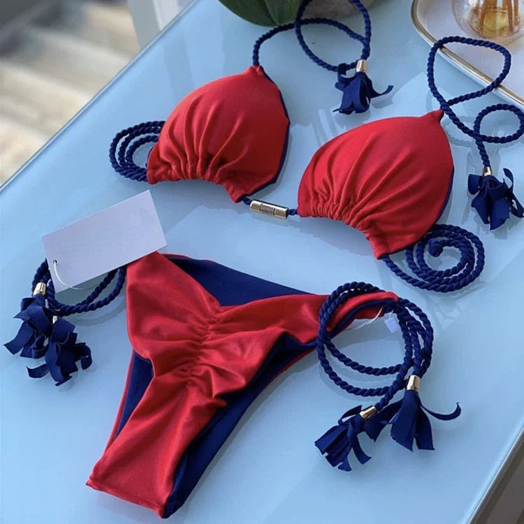 Swimsuit Women Bikinis Set Sexy Drawstring Bikini Beachwear Leopard Two-pieces Swimwear Bathing Suit Lace Up Bikini Set Biquinis