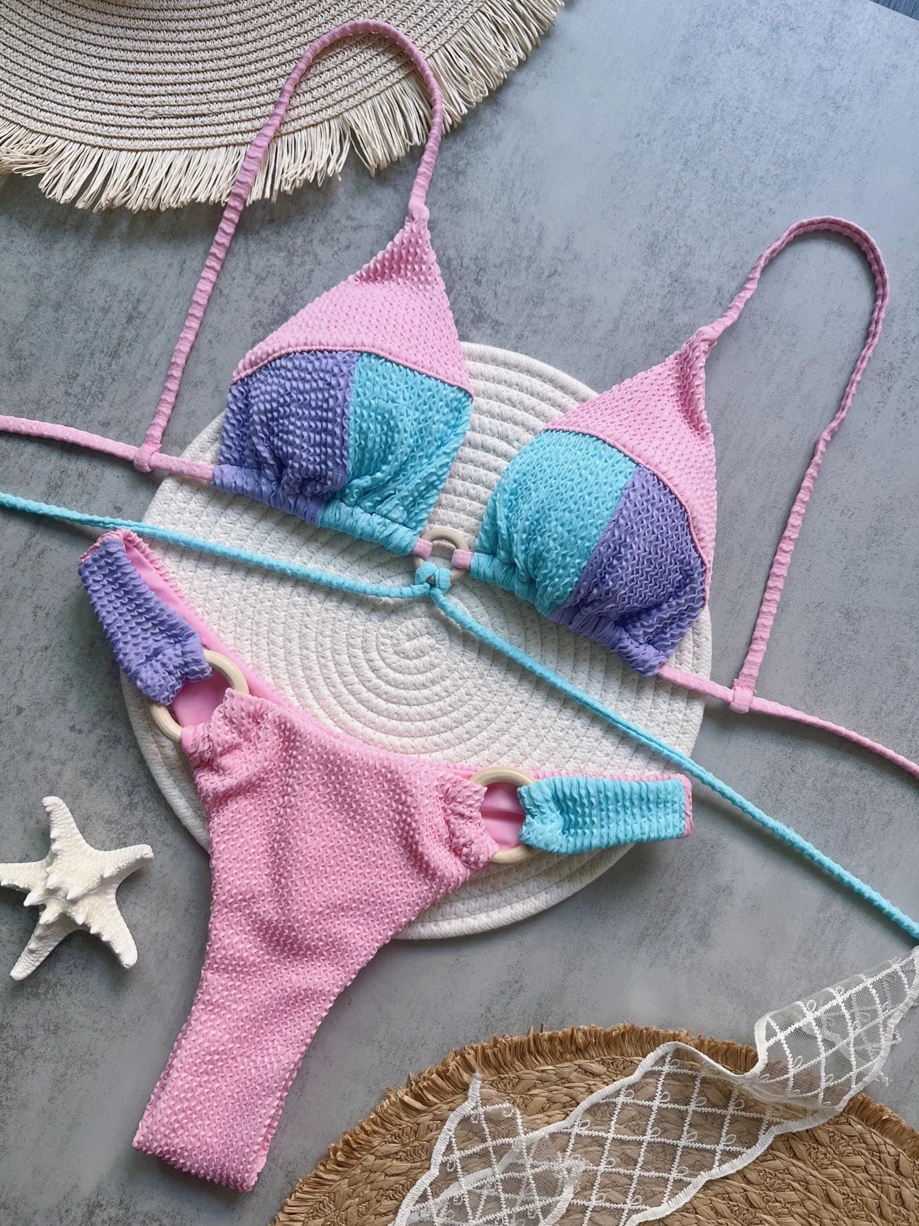 Sexy Neon Green Bikini Set 2025 Tassel Drawstring Side Thong Swimsuit Women Summer Push Up Swimwear Bathing Suit Beach Wear