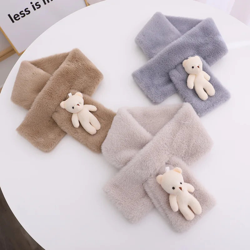 FAITOLAGI Korean Winter Faux Rabbit Fur Women Scarf Soft Plush Snood Scarves Solid Color Neck Collar Warmer Stuff Christmas Gift