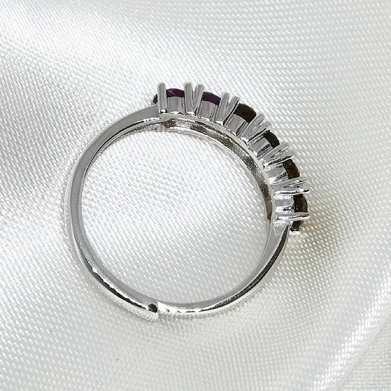 MeiBaPJ Natural Tourmaline Gemstone Fashion Colorful Stone Flower Ring for Women Real 925 Sterling Silver Charm Fine Jewelry