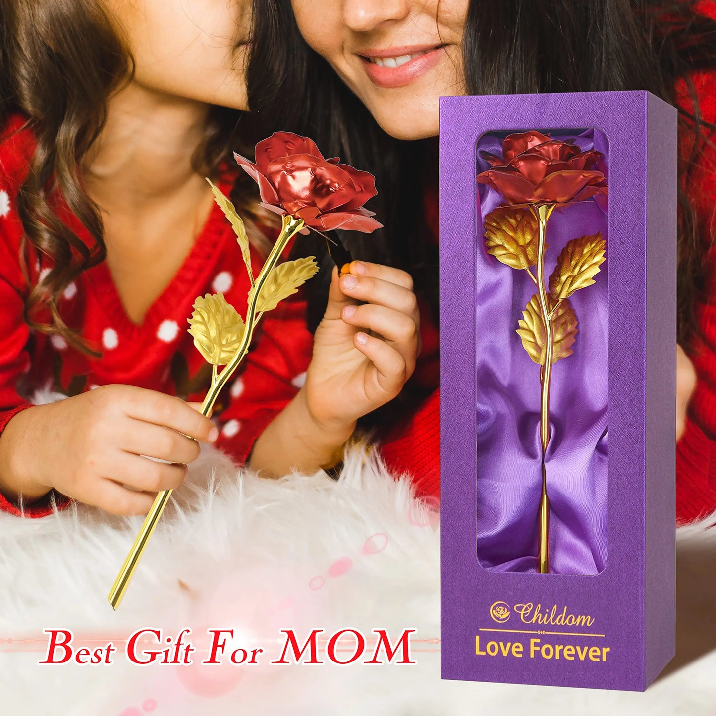 Artificial Rose Flowers 24K Foil Plated Rose Valentines Day Christmas Gift for Wife Mother Lasting Forever Love Golden Flower