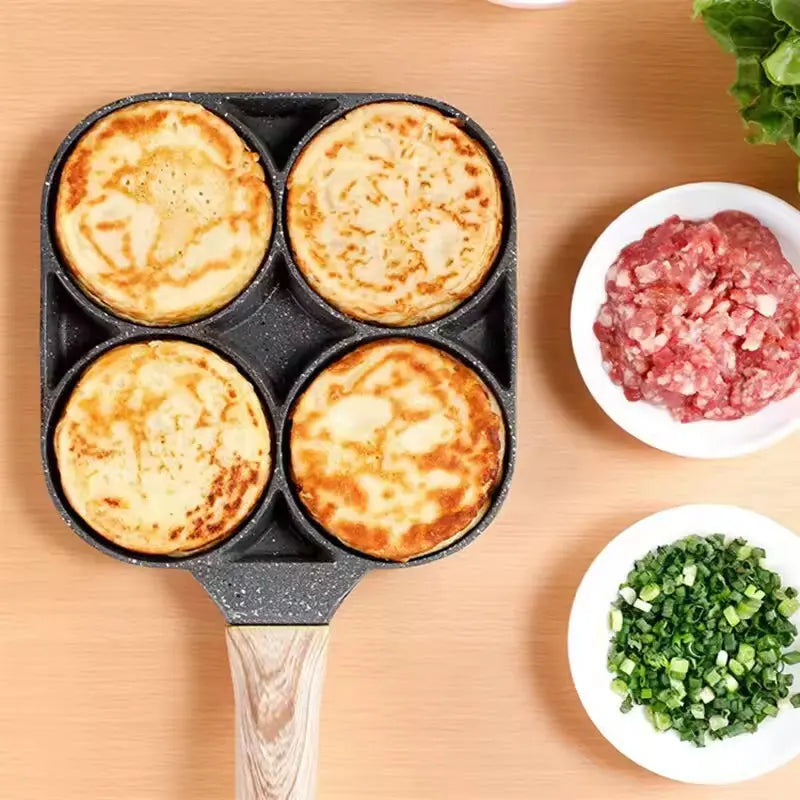 2/4-Hole Egg Frying Pan Non-stick Omelet Pan Egg Pancake Steak Pan Cooking Egg Ham Pans Breakfast Maker Egg Cooker Pan